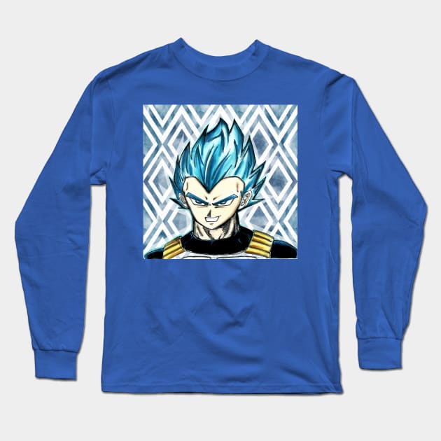 super saiyan blue god vegeta Long Sleeve T-Shirt by jorge_lebeau